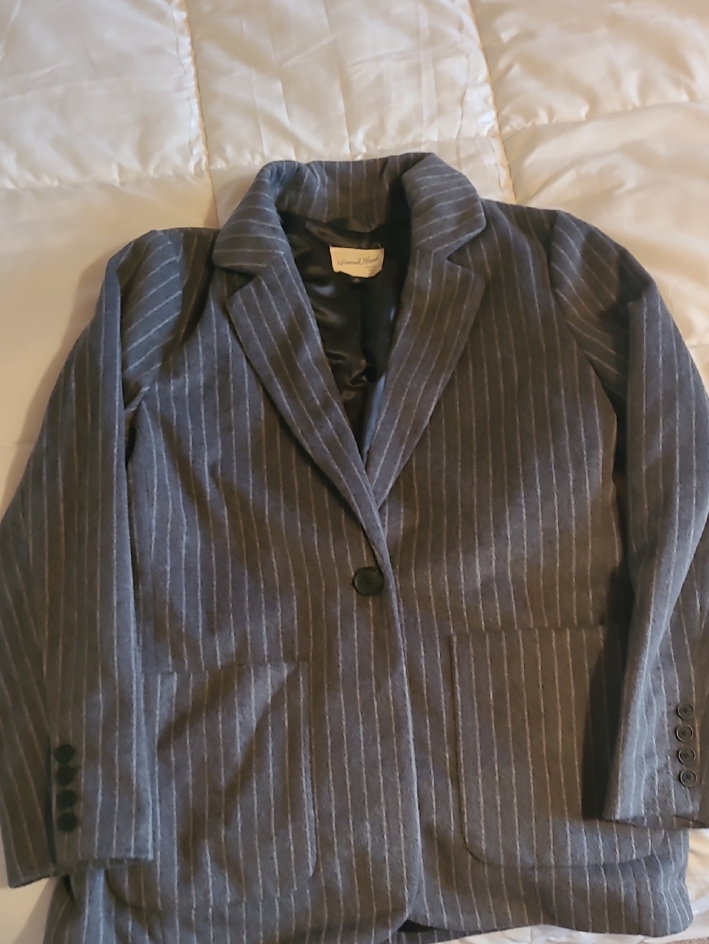 Universal Thread Gray Pinstripe Single-Button Blazer